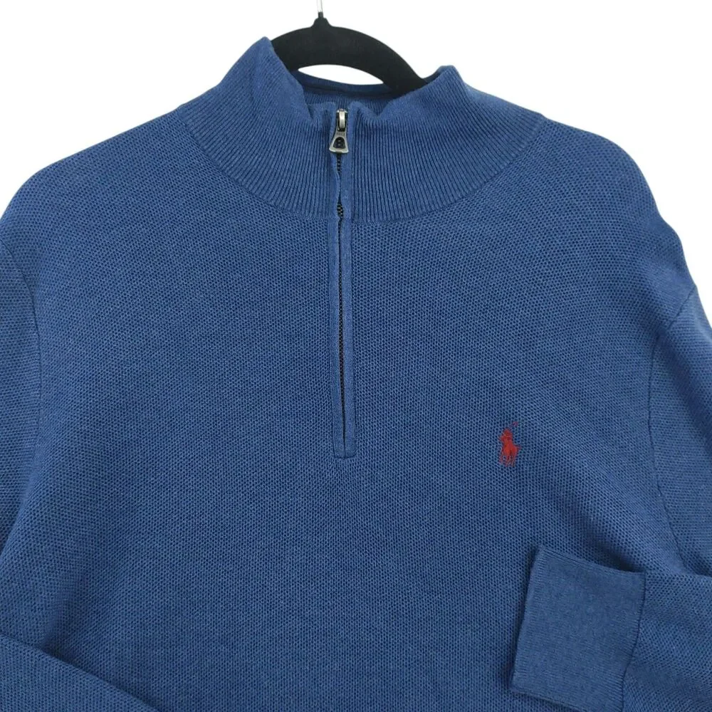 Polo Ralph Lauren Men's Classic 1/4 Zip Pullover Sweater Navy Heather Large